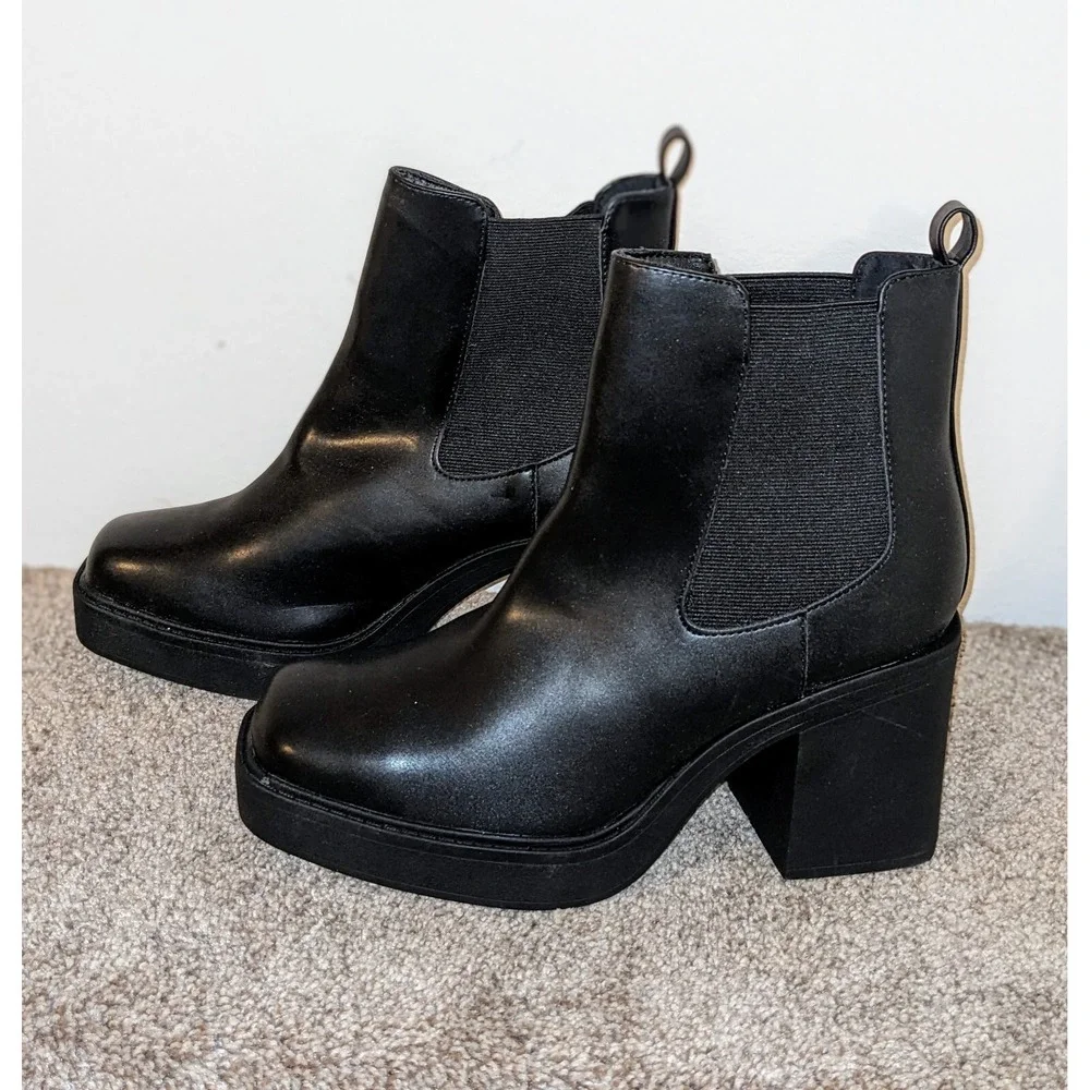 Mia‎ Womens Dru Faux Leather Booties Chelsea Boots Shoes Black Size 10 NEW